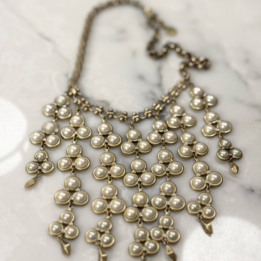 Stella & Dot Cream and Gold Statement Necklace